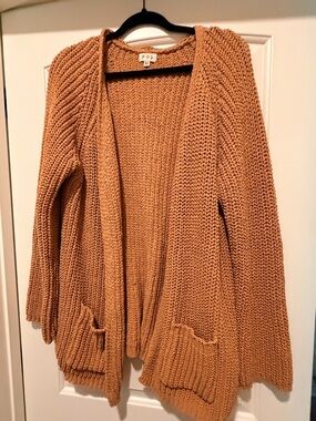 POL Chunky Open-Front Cardigan - Camel